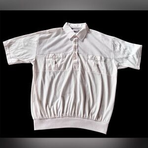 Vintage 80s Sedgefield Cream Color Banded Polo T Shirt Men Size Large